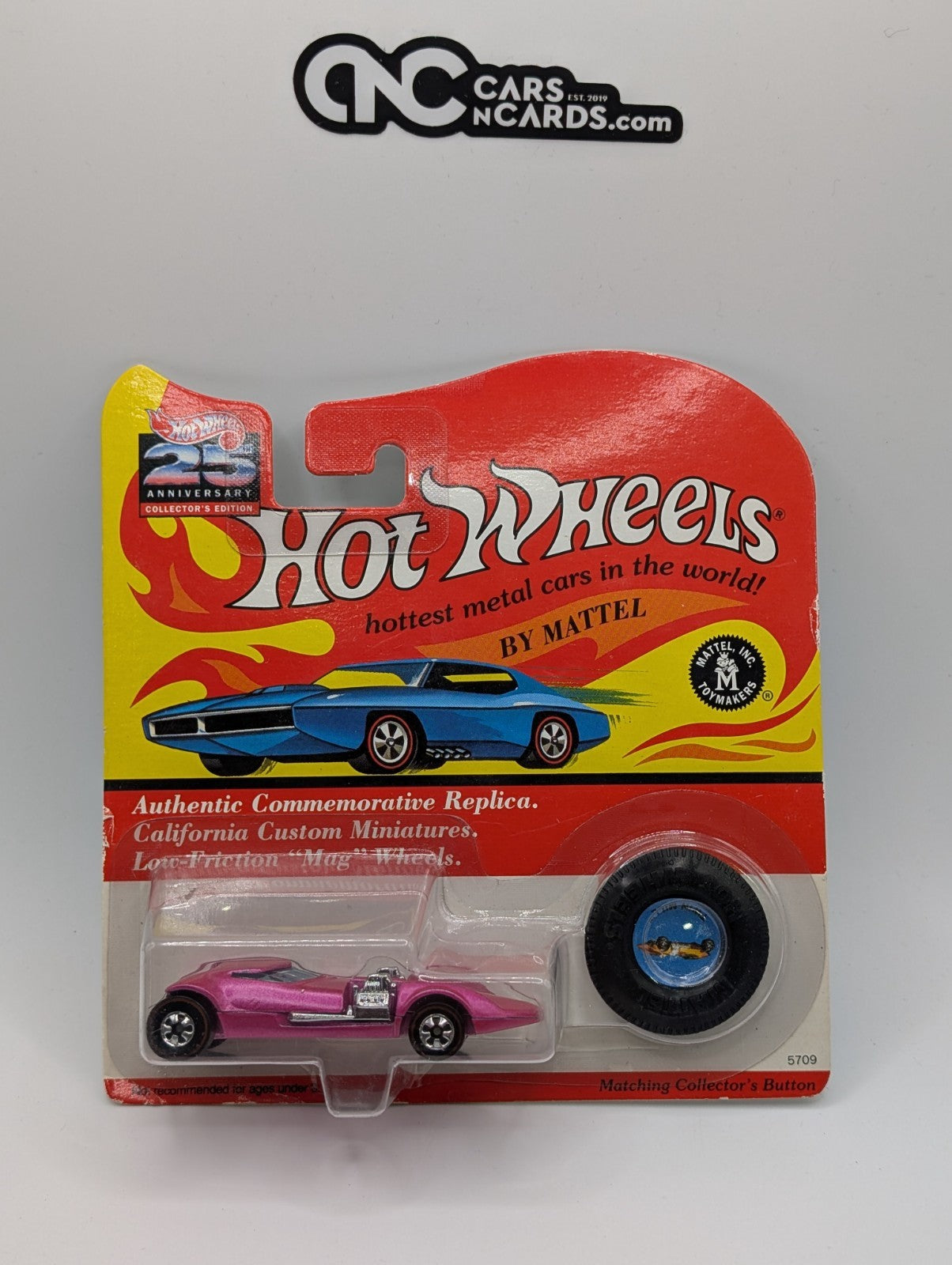 1993 Hot Wheels 25th Anniversary Series Red Lines Twin Mill Pink (Card Damage)