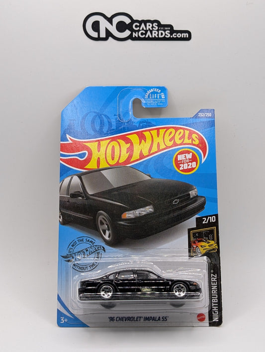 2020 Hot Wheels Nightburnerz 2/10 '96 Chevrolet Impala SS Black (Card Damage)