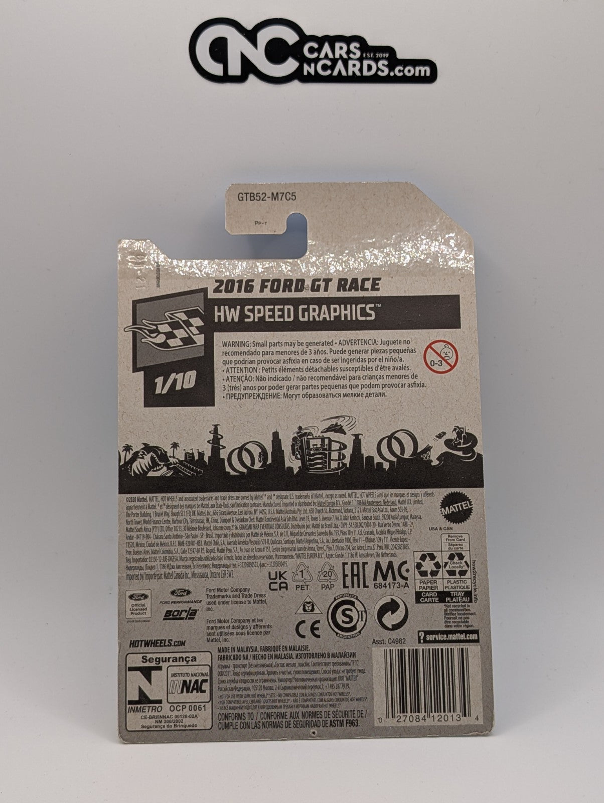 Hot Wheels HW Speed Graphics 1/10 2016 Ford GT Race Borla 67/250 (Card Damage)