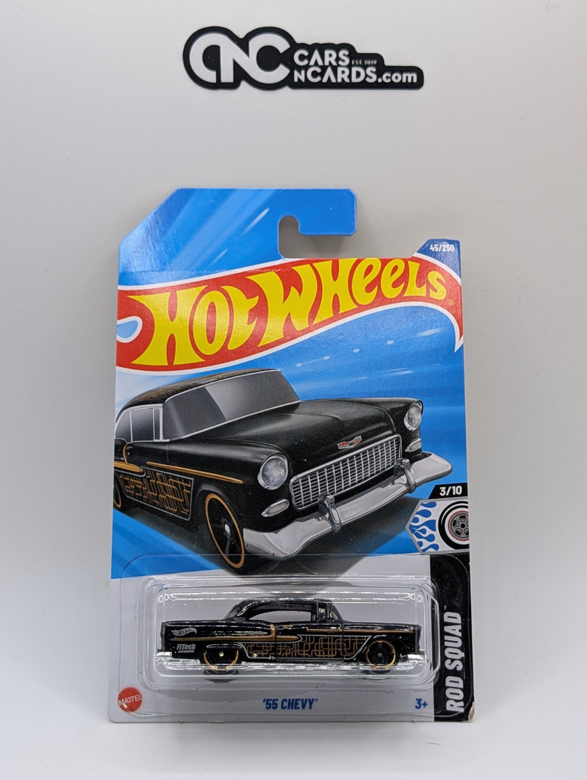 Hot Wheels Rod Squad 3/10 '55 Chevy Black 45/250 (Soft Corners)