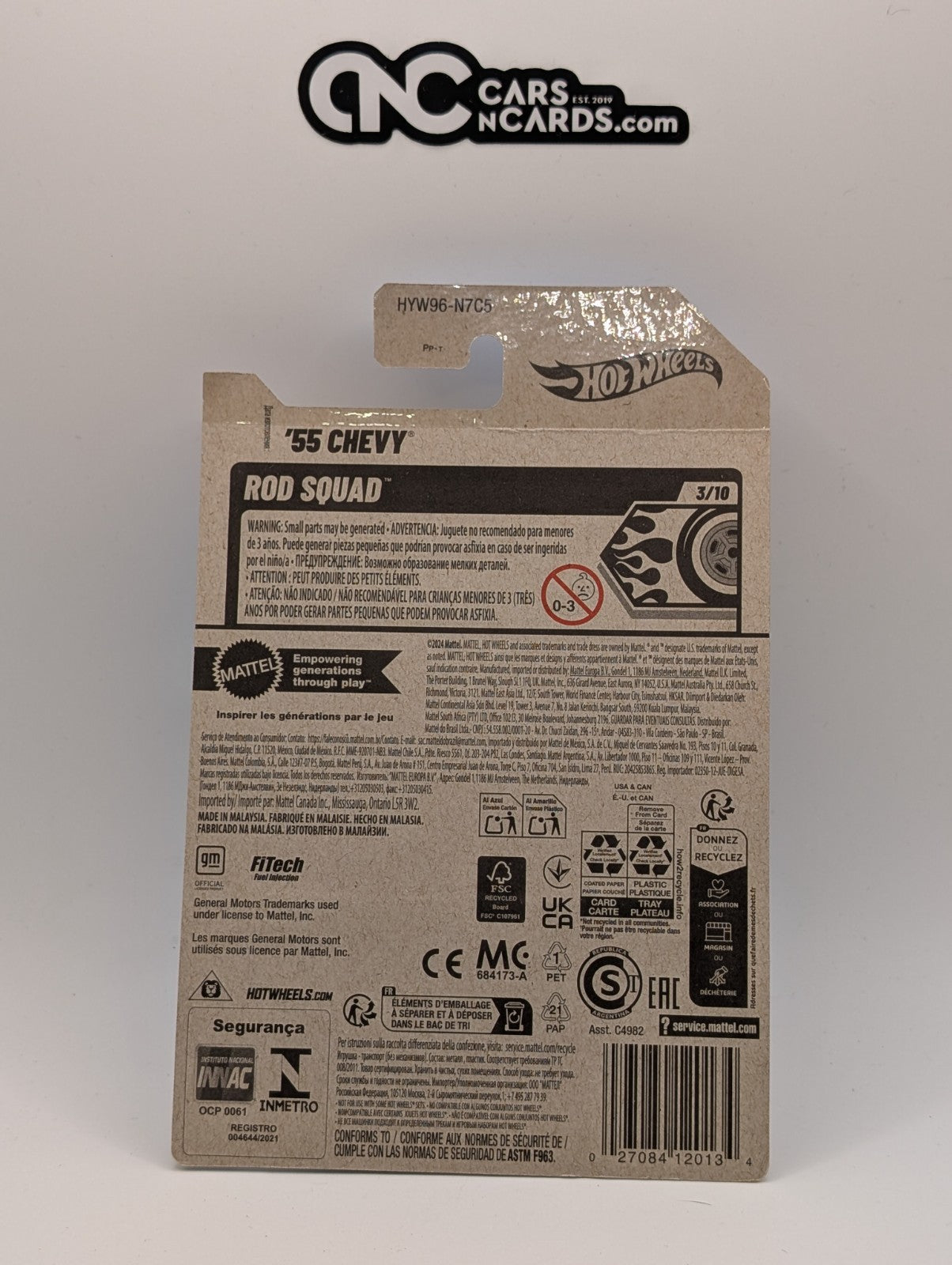 Hot Wheels Rod Squad 3/10 '55 Chevy Black 45/250 (Soft Corners)