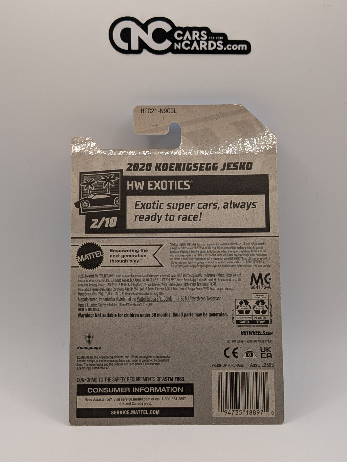 Hot Wheels HW Exotics 2/10 2020 Koenigsegg Jesko Purple 184/250 (Soft Corners)