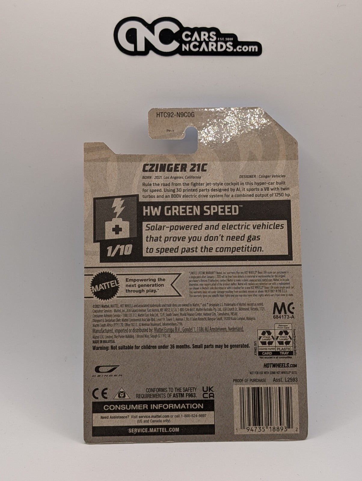 Hot Wheels HW Green Speed 1/10 Czinger 21C Red 13/250 (Soft Corners)