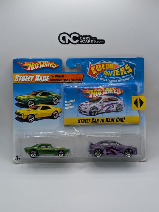 Hot Wheels Color Shifters 67 Camaro & Mitsubishi Lancer Evolution (Card Damage)
