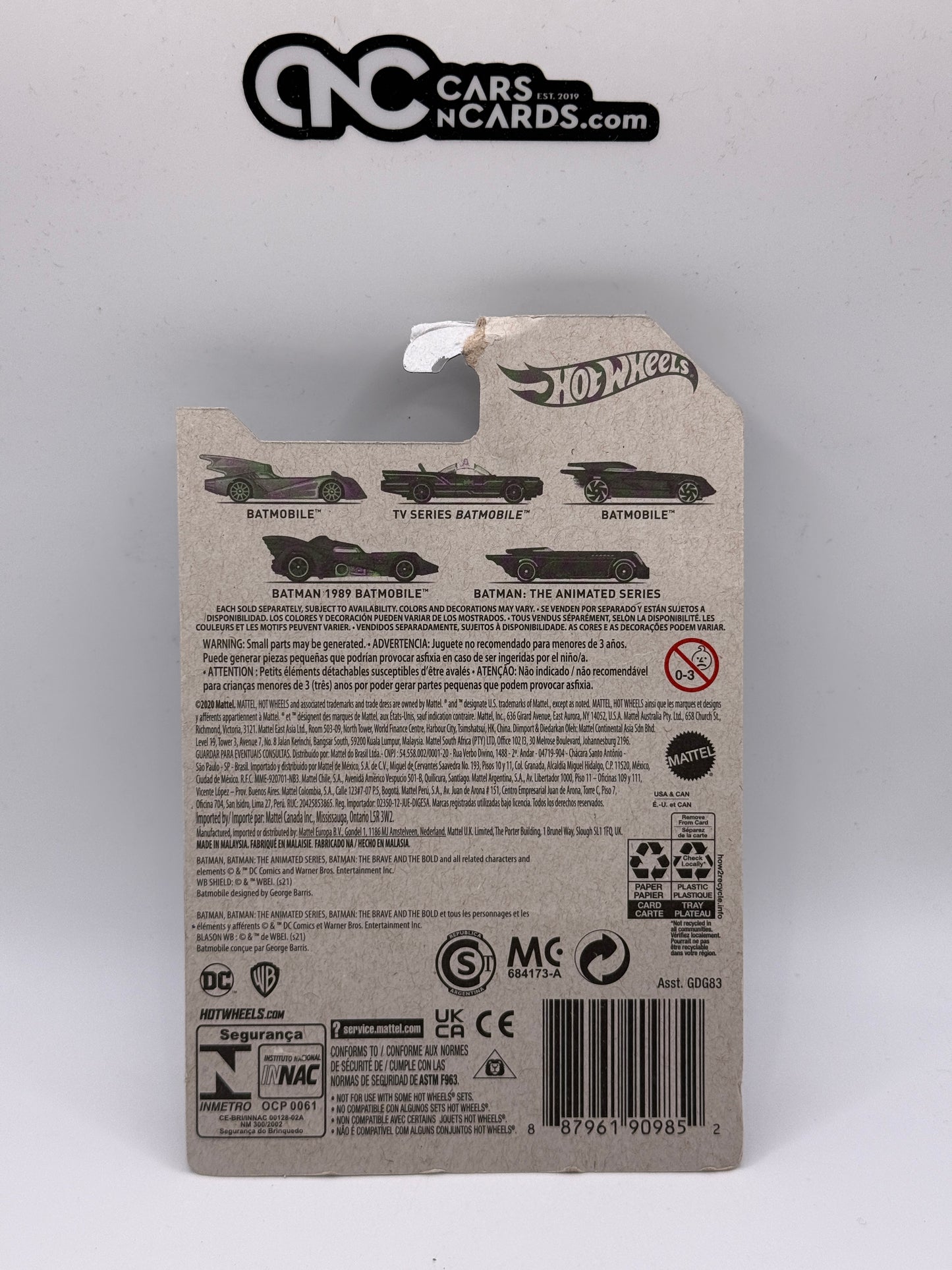 2021 Hot Wheels Batman 4/5 1989 Batmobile (Card Damage)