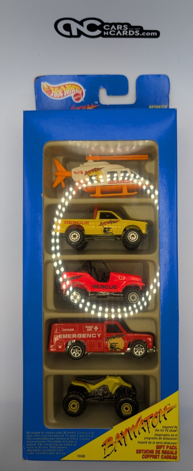 1996 Hot Wheels 5 Pack Baywatch Chopper/Rescue Ranger/Suzuki (Soft Corners)