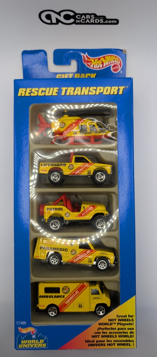 1997 Hot Wheels 5 Pack Rescue Transport Chopper/Ambulance/Trailbuster (Damaged)