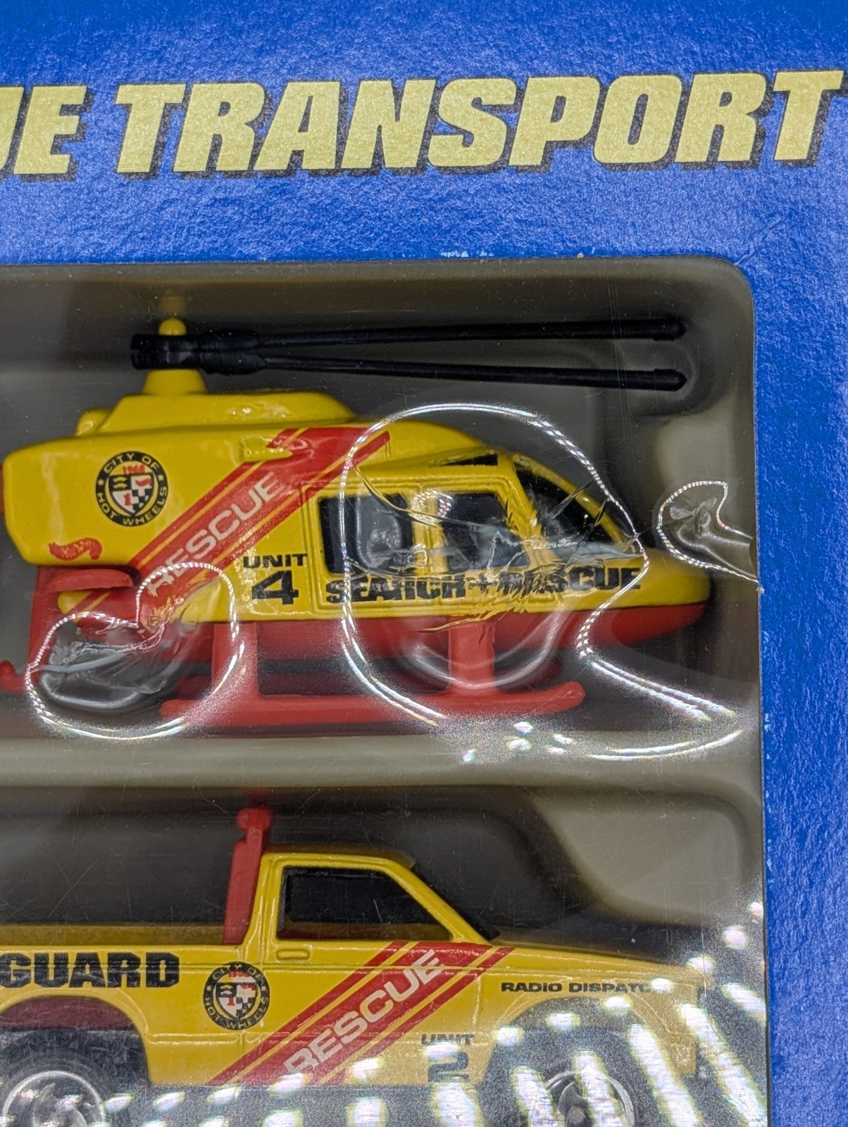 1997 Hot Wheels 5 Pack Rescue Transport Chopper/Ambulance/Trailbuster (Damaged)