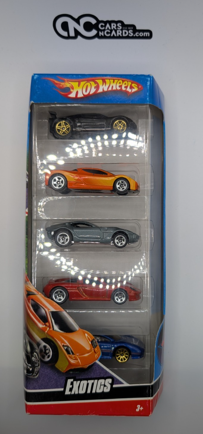 2007 Hot Wheels 5 Pack Exotics Lotus/Acura/Ford/Porsche/Jaguar (Card Damage)