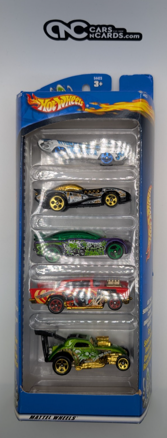 2002 Hot Wheels 5 Pack Sci-Fi Monsters Deora/57 Chevy/Fiat 500C (Card Damage)