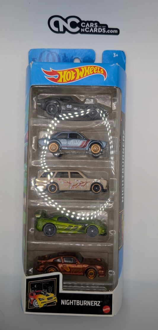 2021 Hot Wheels 5 Pack Nightburnerz Corvette/Datsun/Porsche/Viper (Damaged)