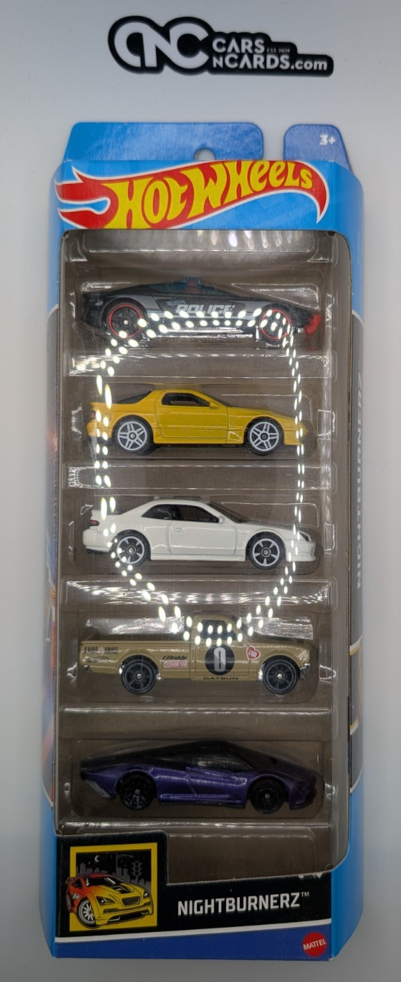 2022 Hot Wheels 5 Pack Nightburnerz RX-7/Prelude/Datsun 620 (Soft Corners)