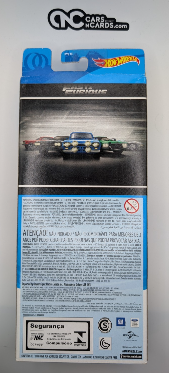 2019 Hot Wheels 5 Pack Fast & Furious Impala/Chevelle/Escort (Card Damage)