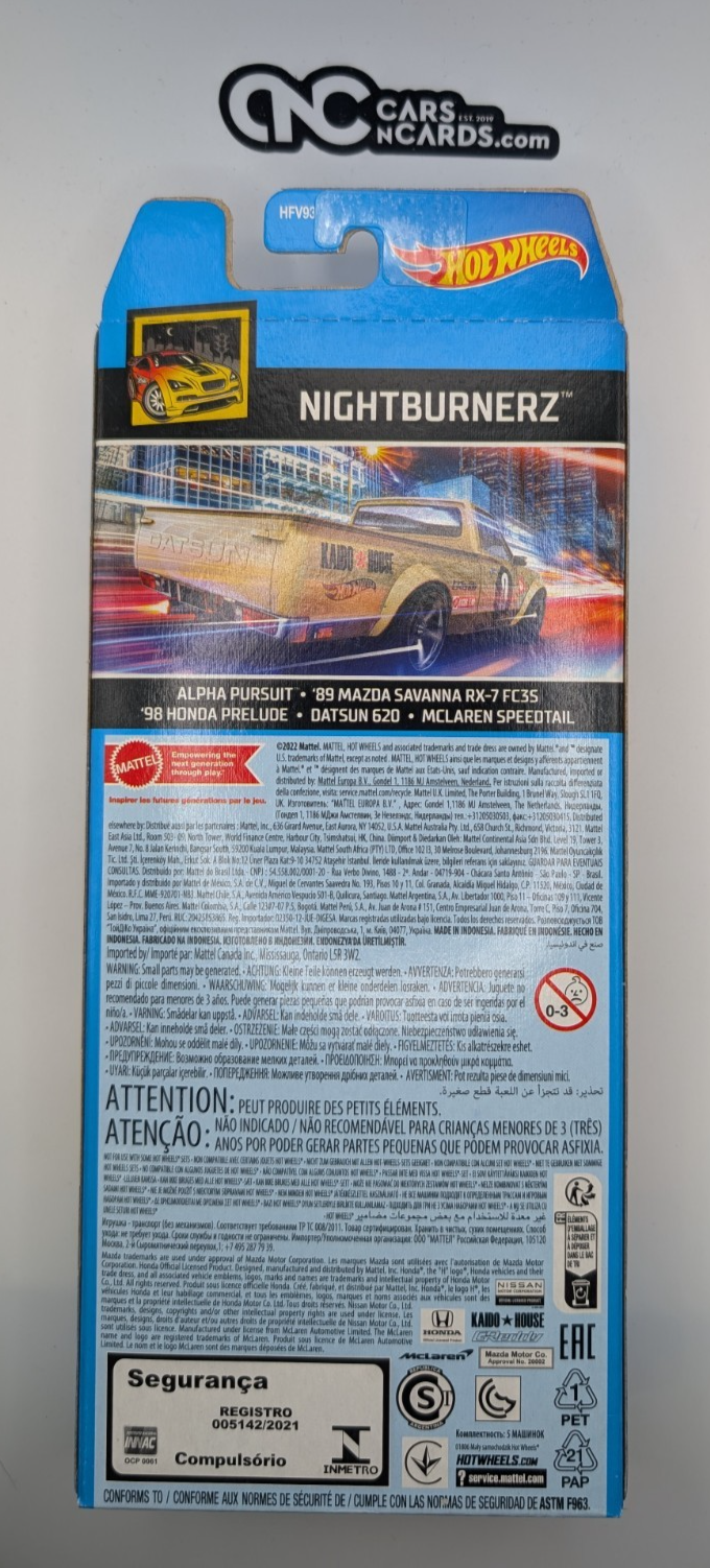 2022 Hot Wheels 5 Pack Nightburnerz RX-7/Prelude/Datsun 620 (Soft Corners)