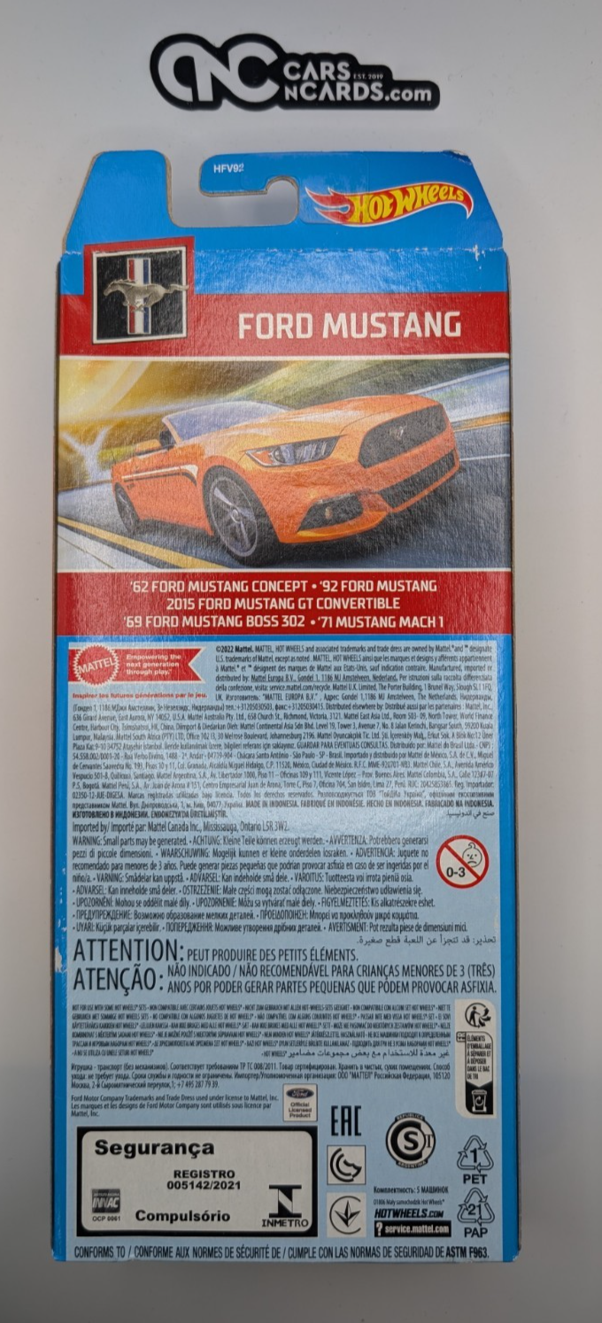 2022 Hot Wheels 5 Pack Ford Mustang '62/'92/2015 GT/'69 Boss/'71 (Card Damage)