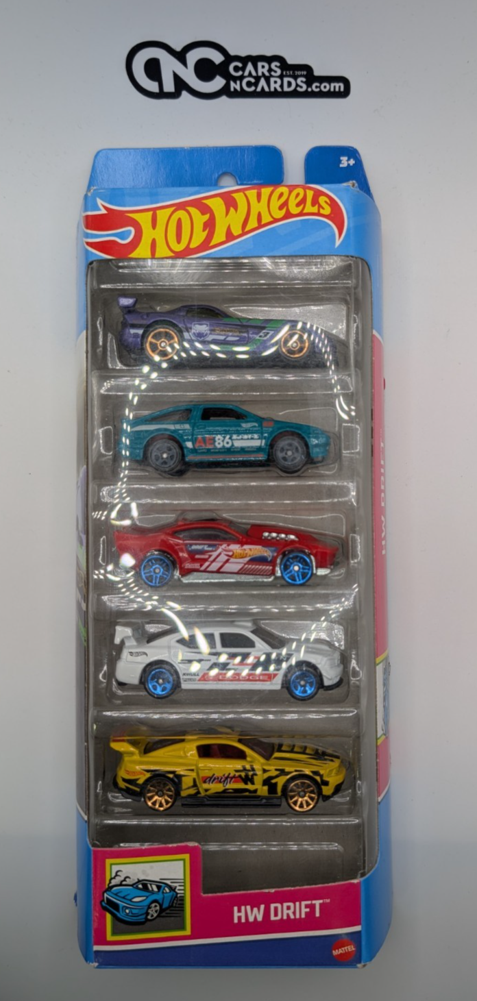 2023 Hot Wheels 5 Pack Drift Viper/AE-86 Corolla/Charger/Mustang (Soft Corners)
