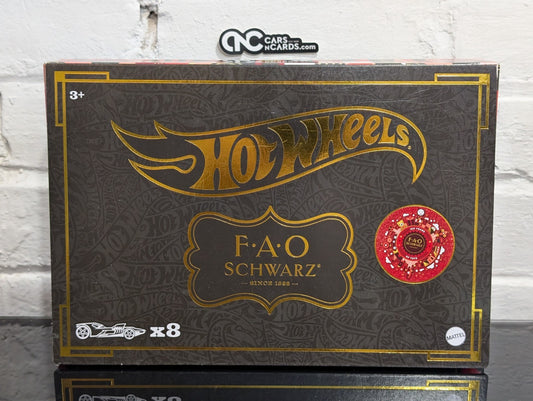 2022 Hot Wheels Multipack FAO Schwarz Gold Multipack 8 Pack Porsche/Skyline