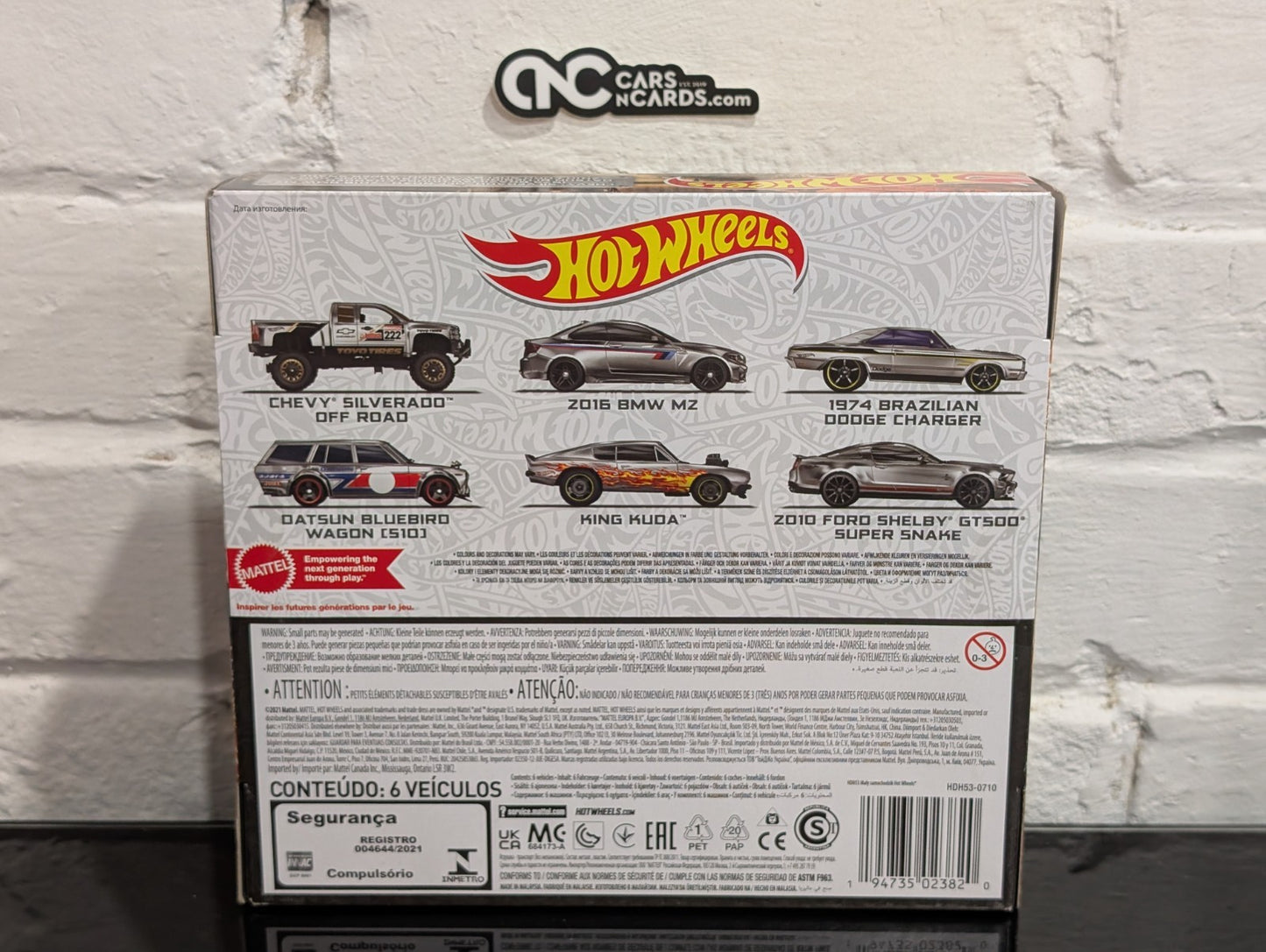Hot Wheels Multipack ZAMAC Chevy/BMW/Dodge/Datsun/Ford 6 Pack (Soft Corners)
