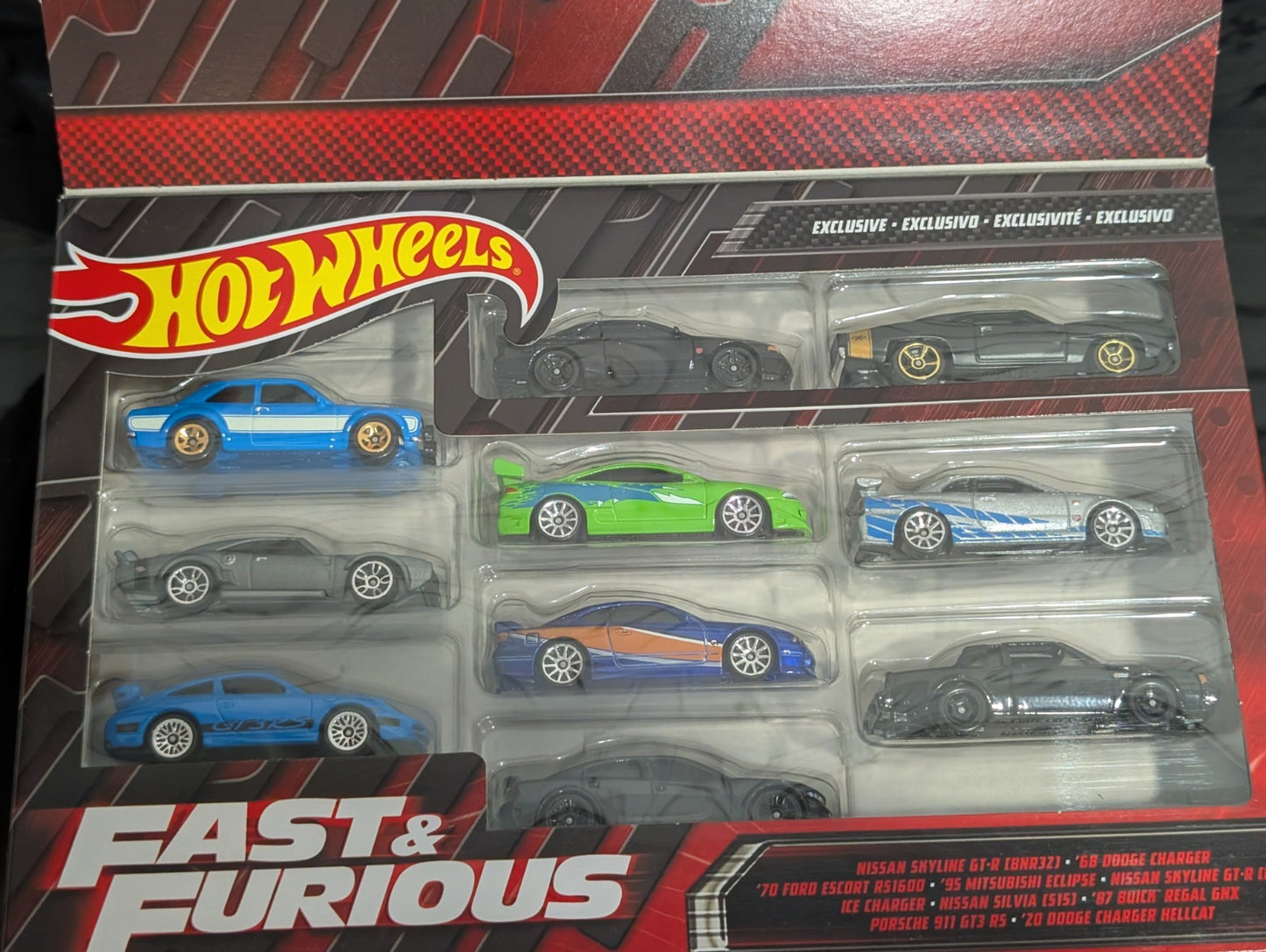 2022 Hot Wheels Multipack Fast & Furious 10 Pack Box Set Eclipse/Skyline/Porsche