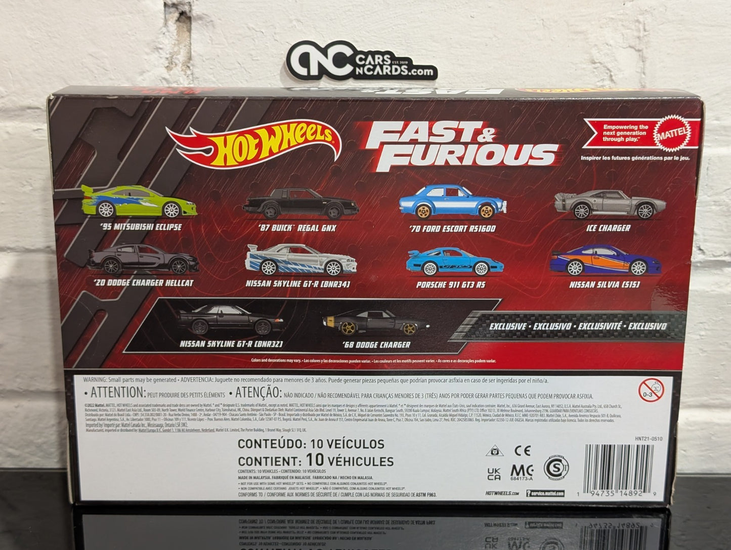 2022 Hot Wheels Multipack Fast & Furious 10 Pack Box Set Eclipse/Skyline/Porsche