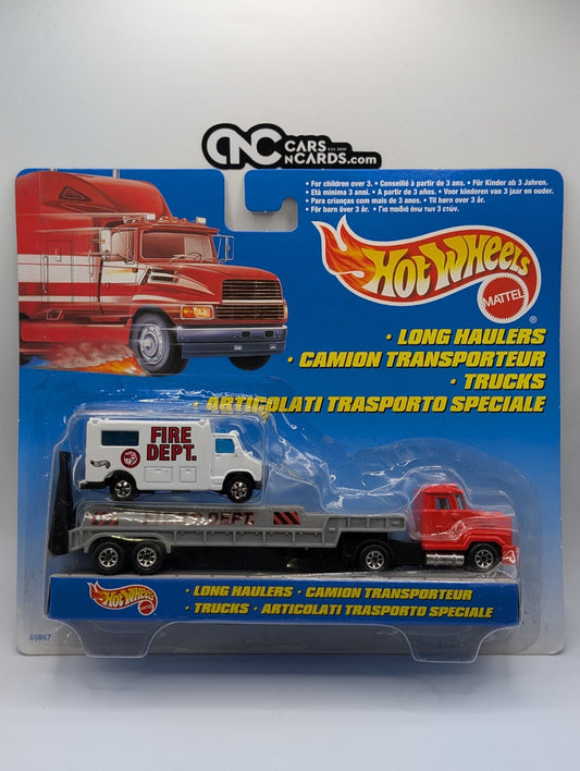1998 Hot Wheels Long Haulers Ambulance Fire Dept. (Damaged)