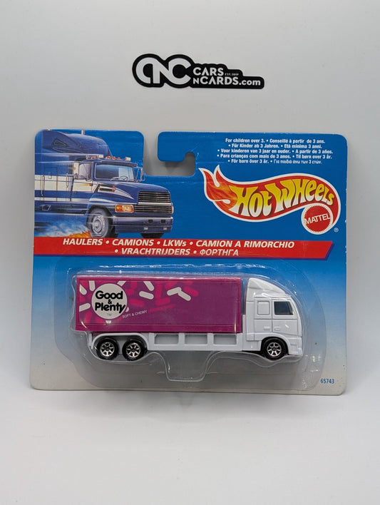 1997 Hot Wheels Haulers Cabover Box Truck Good & Plenty (Soft Corners)