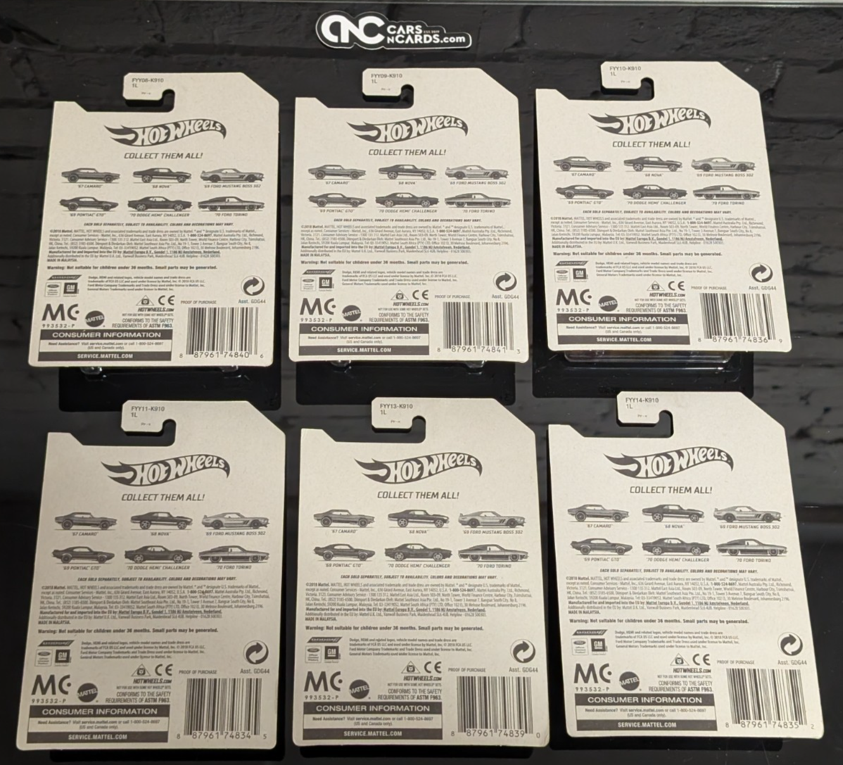 2018 Hot Wheels Detroit Muscle Set of 6 Cars (Soft Corners)