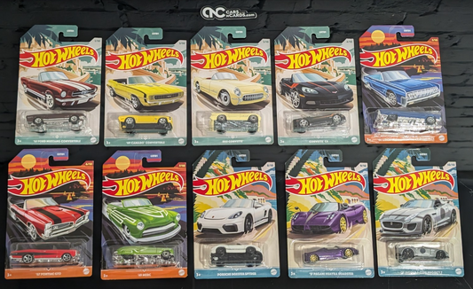2021 Hot Wheels Convertible Series Set of 10 Cars (Soft Corners)