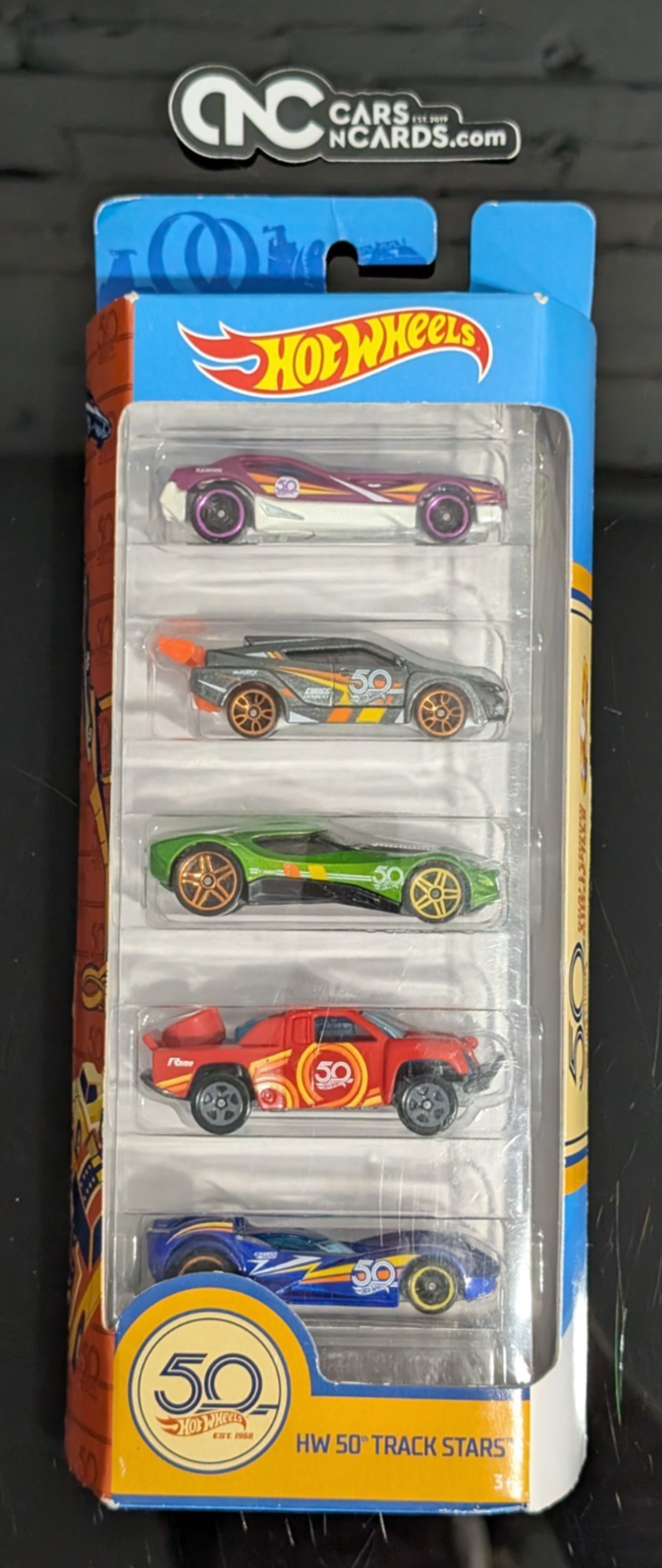 2018 Hot Wheels HW 50 Track Stars 5 Pack (Soft Corners)
