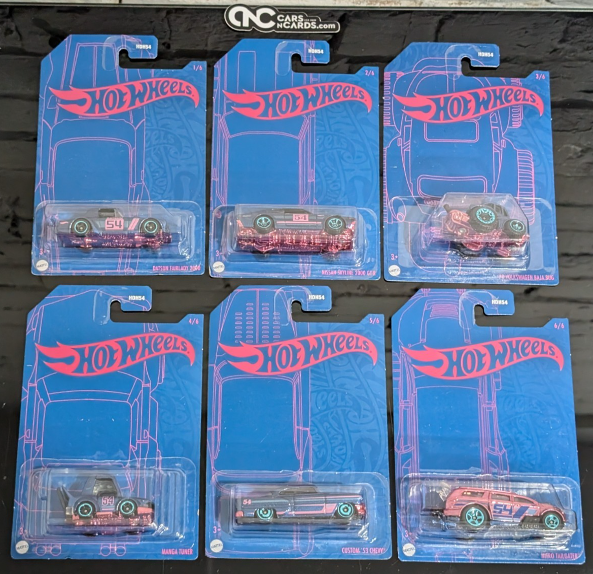 2022 Hot Wheels Blue and Pink Series Mix 2 Set of 6 Cars (Soft Corners)