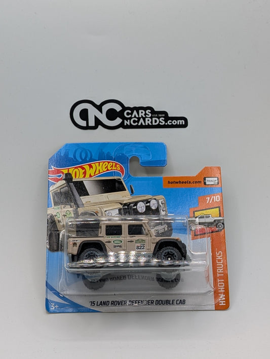 2018 Hot Wheels '15 Land Rover Defender Double Cab Khaki 31/365 Short Card