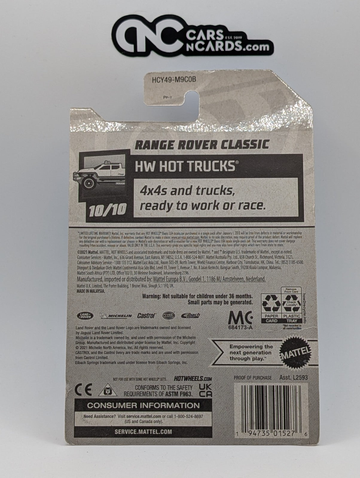 2021 Hot Wheels Range Rover Classic White GameStop Exclusive (Card Damage)