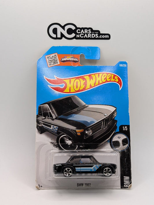 2016 Hot Wheels BMW 1/5 BMW 2002 Black 186/250 (Card Damage)