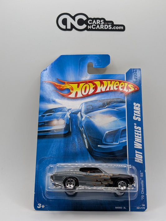 2008 Hot Wheels Web Trading Cars 15/24 '70 Chevelle SS Gray (Card Damage)