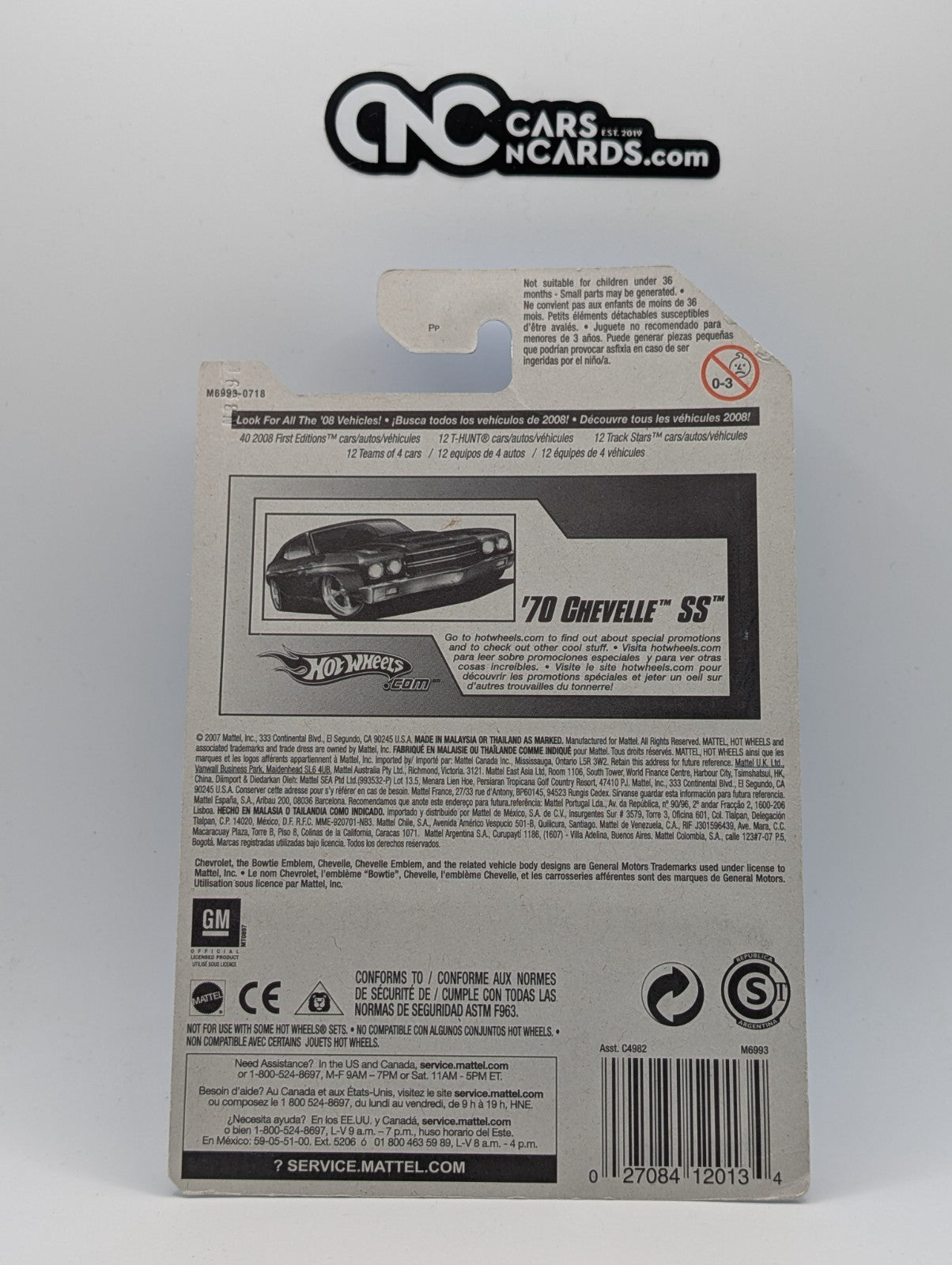 2008 Hot Wheels Web Trading Cars 15/24 '70 Chevelle SS Gray (Card Damage)