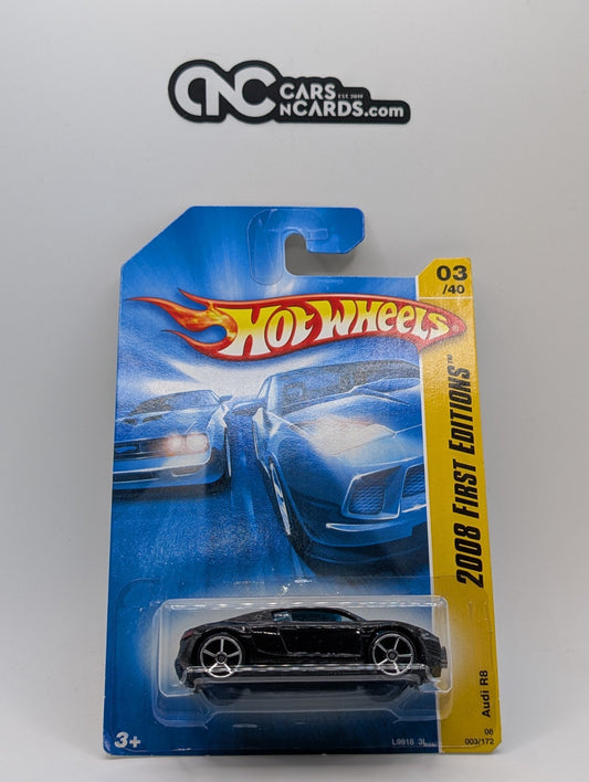 2008 Hot Wheels First Editions 3/40 Audi R8 Black 3/172 (Soft Corners)