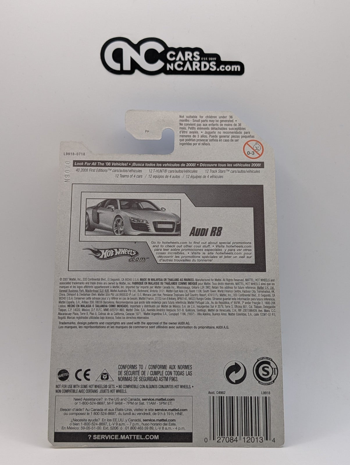2008 Hot Wheels First Editions 3/40 Audi R8 Gray 3/172