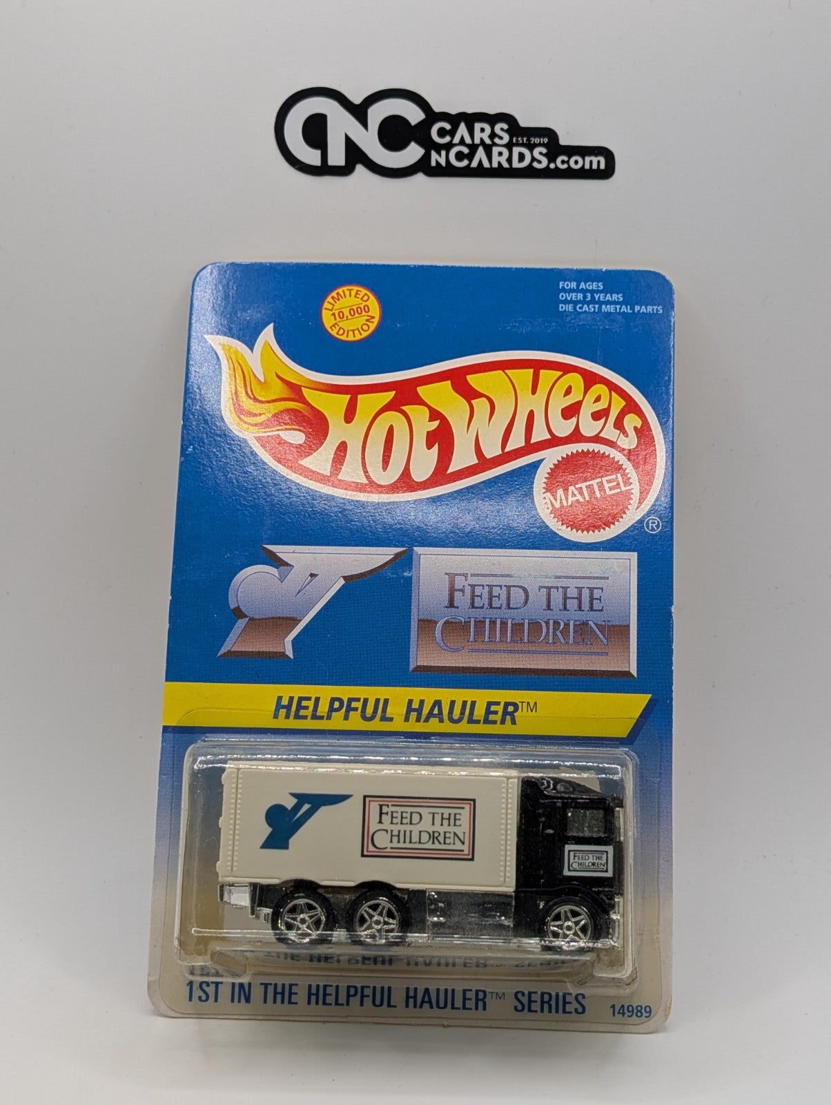 1996 Hot Wheels Helpful Hiway Hauler Feed The Children (Cracked Blister)