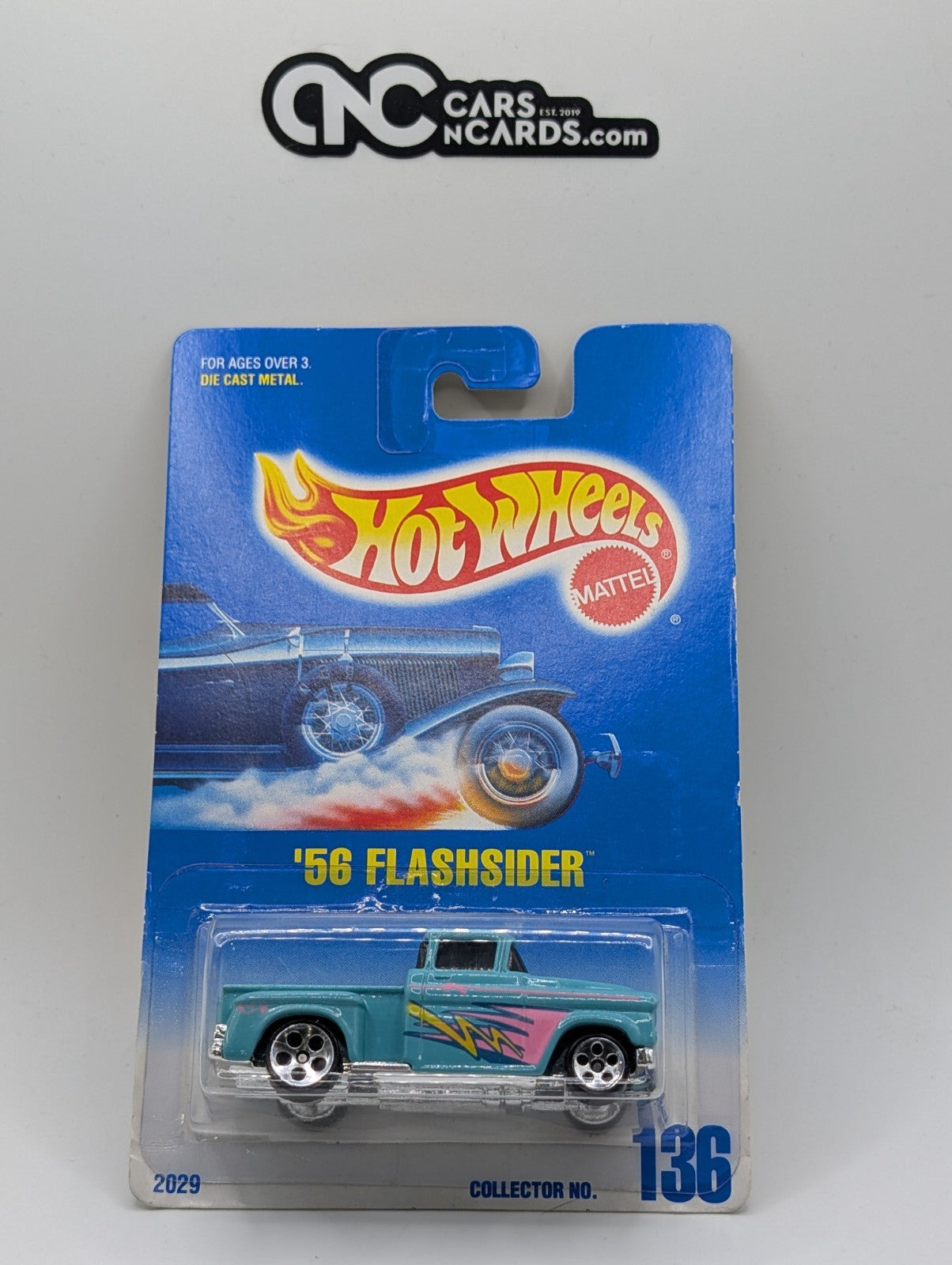 1996 Hot Wheels '56 Flashsider Turquoise Collector #136 (Card Damage)