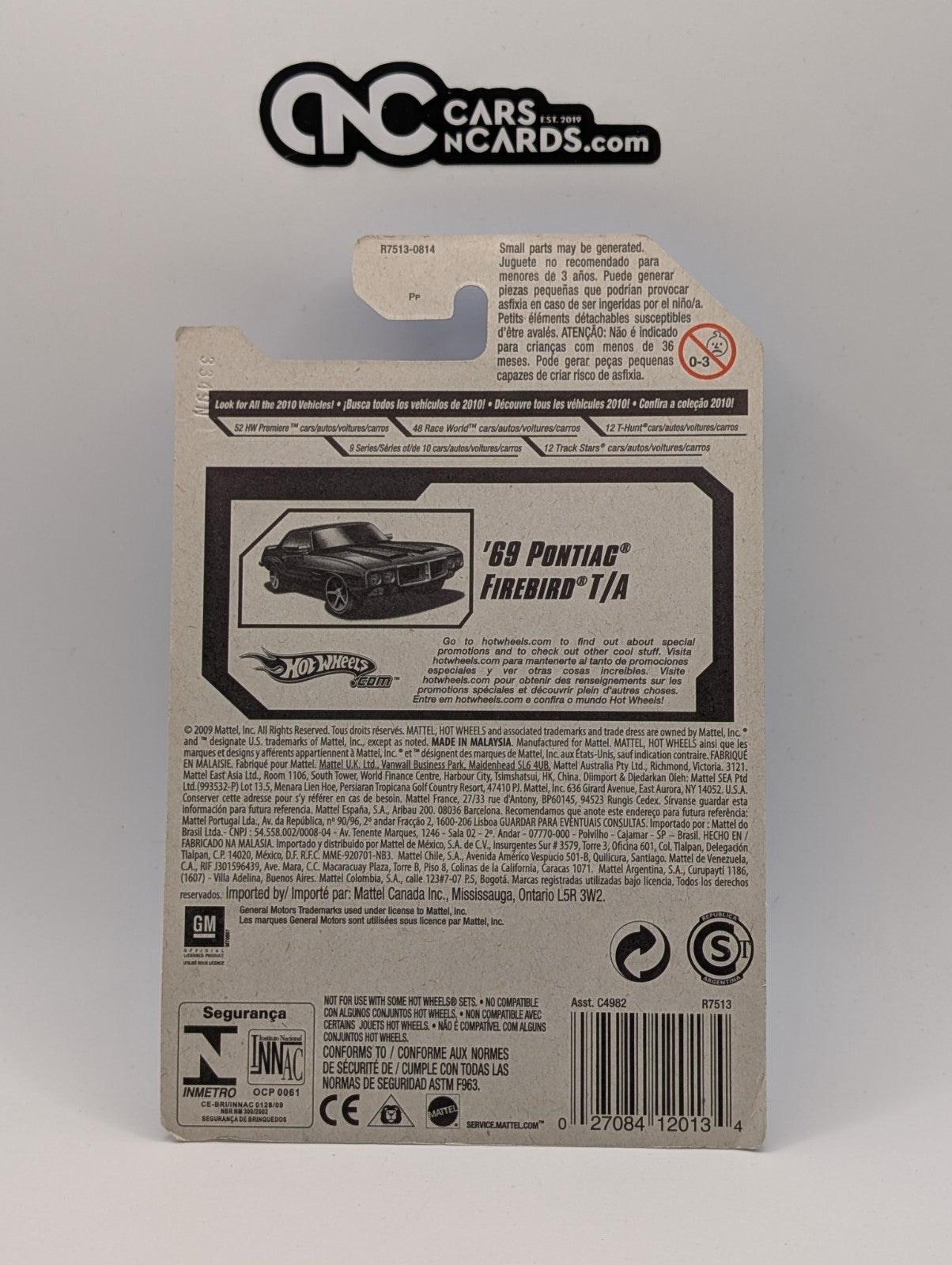 2010 Hot Wheels Muscle Mania 10/10 '69 Pontiac Firebird T/A Black 96/214
