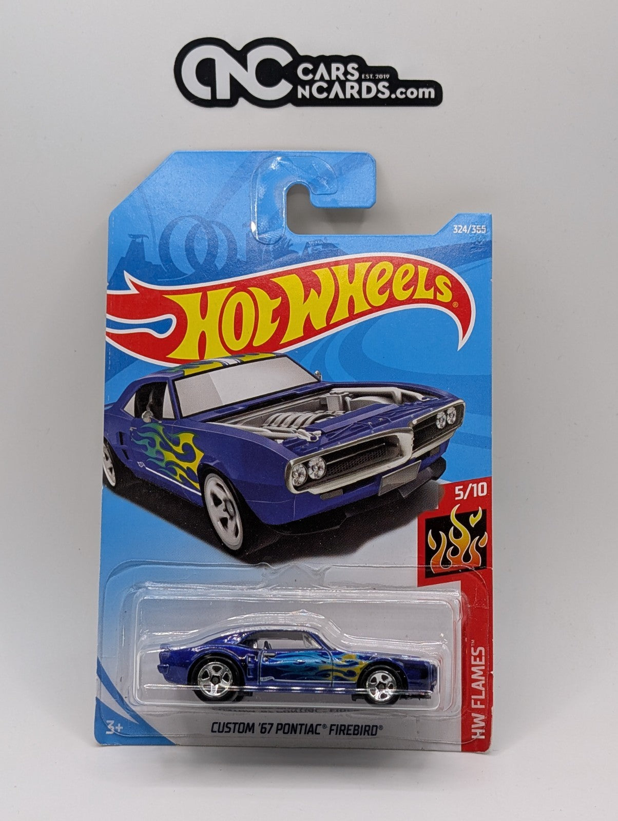 2018 Hot Wheels HW Flames 5/10 Custom '67 Pontiac Firebird Blue 324/365