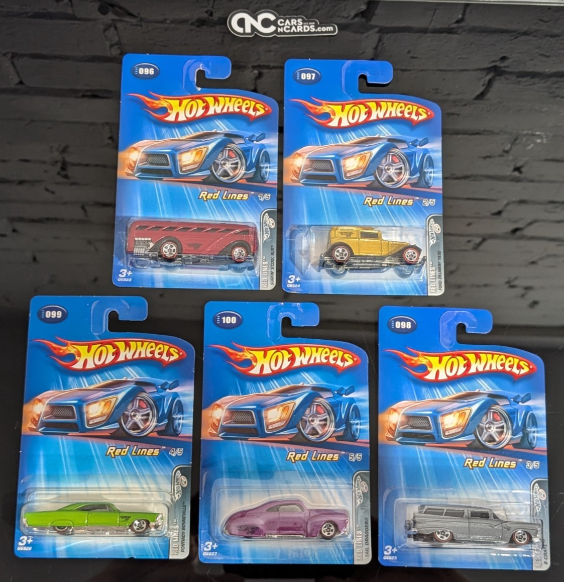 2005 Hot Wheels Red Lines Full Set Of 5 Cars
