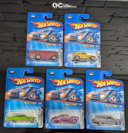 2005 Hot Wheels Red Lines Full Set Of 5 Cars