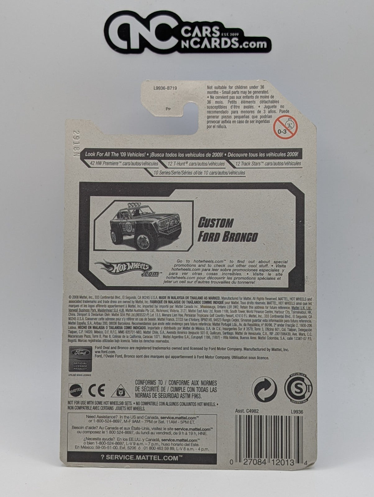 2008 Hot Wheels First Editions 21/40 Custom Ford Bronco Gold 21/172