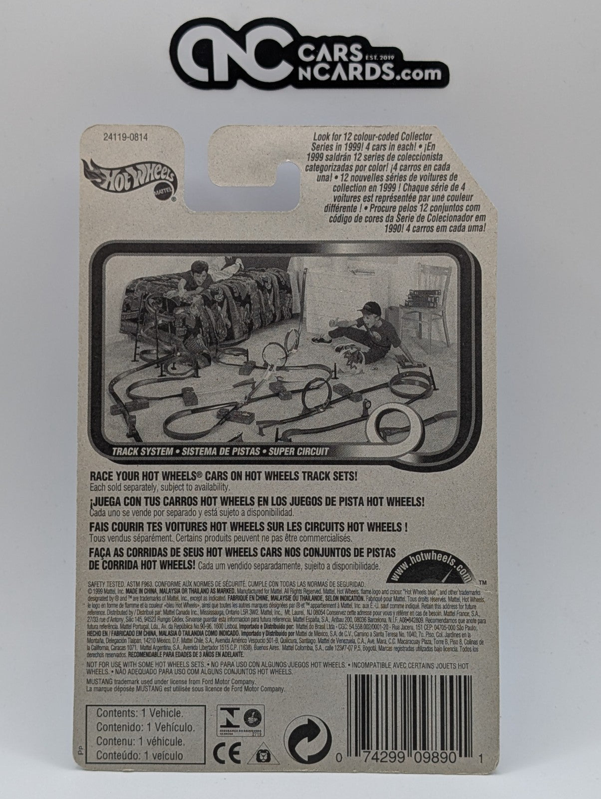 1999 Hot Wheels Ford Mustang Mach 1 Blue Collector #1105 (Card Damage)
