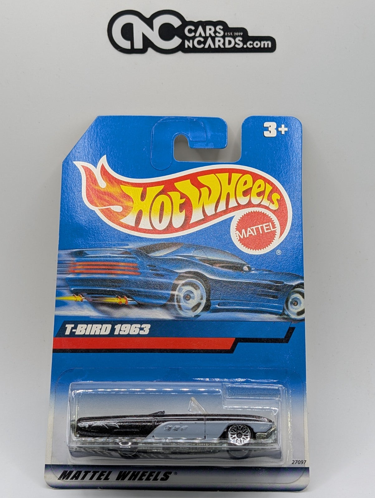 2000 Hot Wheels T-Bird 1963 Black Collector #130 (Card Damage)
