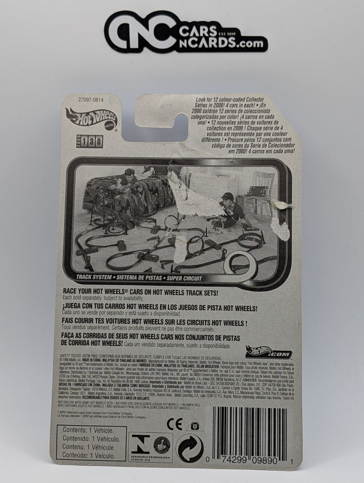 2000 Hot Wheels T-Bird 1963 Black Collector #130 (Card Damage)