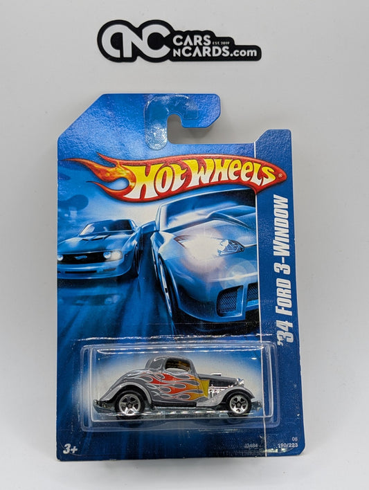 2007 Hot Wheels '34 Ford 3-Window Silver Flames 190/223