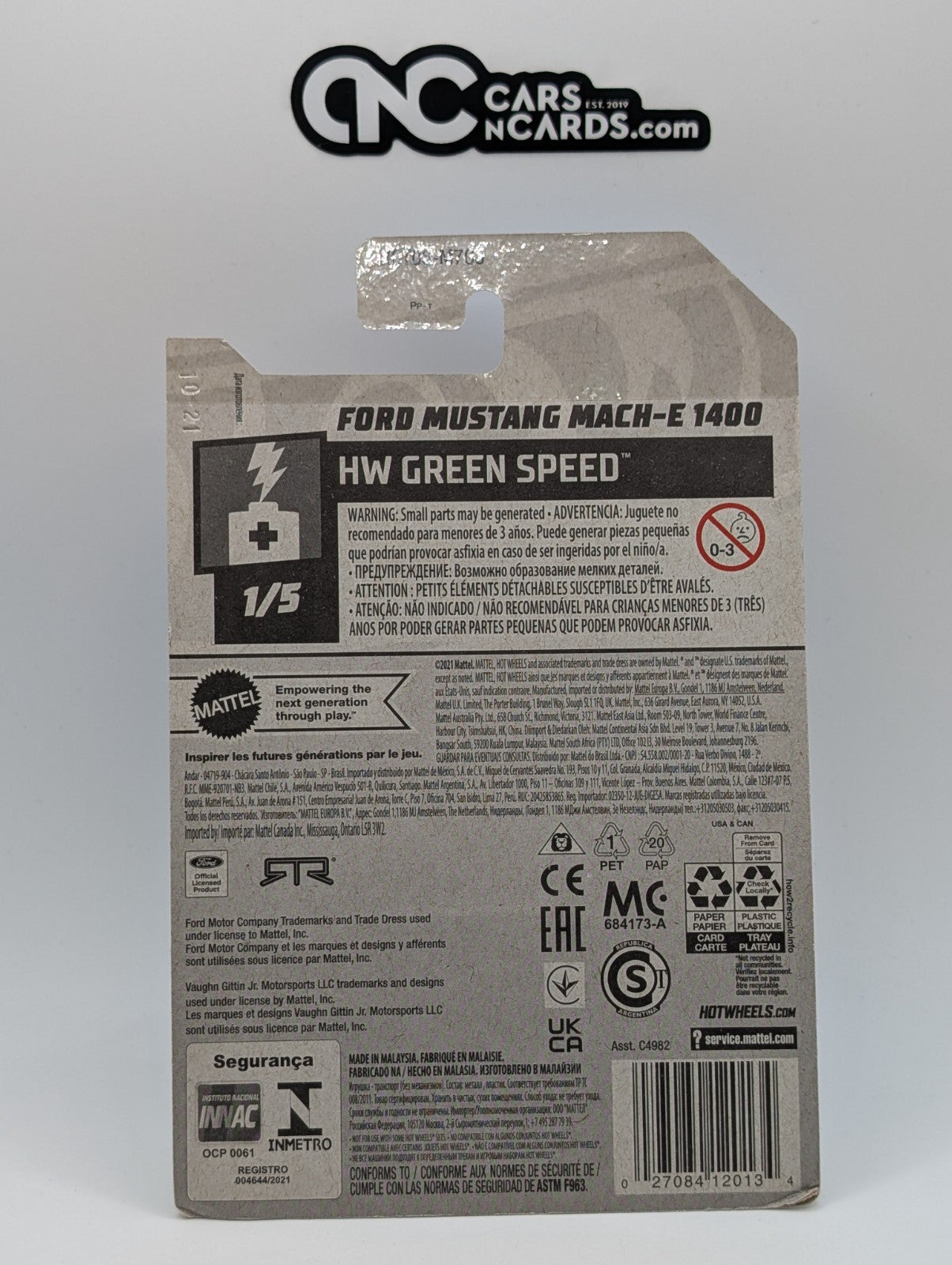 2022 Hot Wheels Green Speed 1/5 Ford Mustang Mach-E 1400 White 73/250