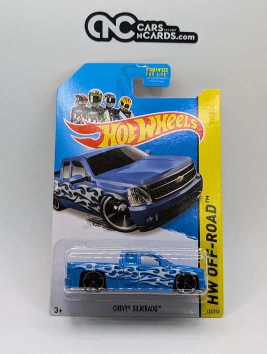 2014 Hot Wheels HW Off Road Chevy Silverado Blue Flames 132/250